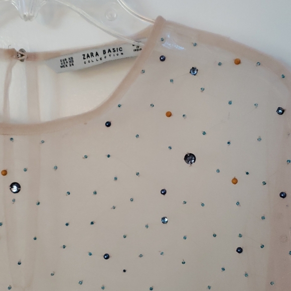 Like new, fine mesh, beaded, Zara blouse - Picture 2 of 3